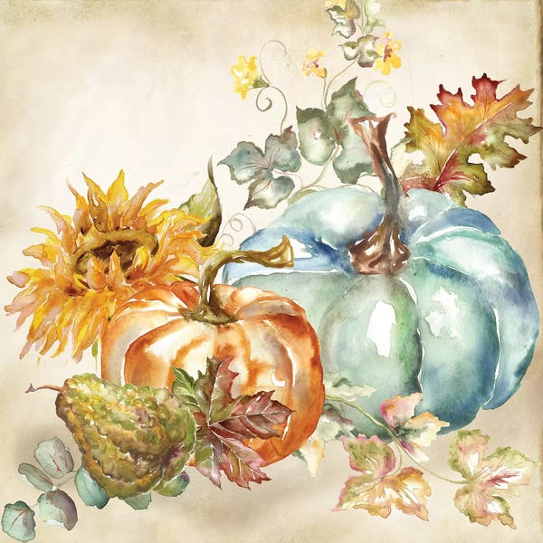 Roaring Brook Art: Watercolor Harvest Pumpkin IV by Tre Sorelle Studios