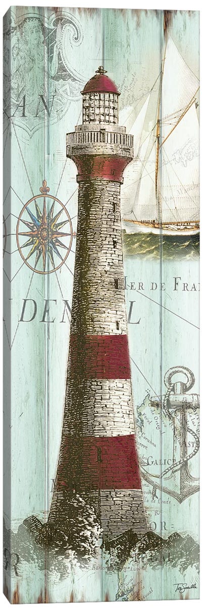 Antique La Mer Lighthouse Panel I Canvas Art Print - Lighthouse Art
