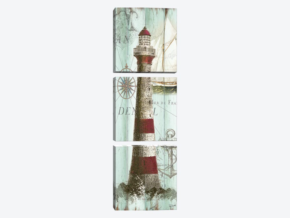 Antique La Mer Lighthouse Panel I by Tre Sorelle Studios 3-piece Canvas Art