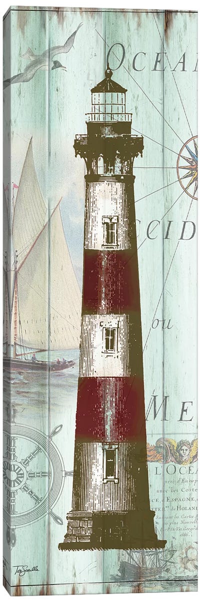 Antique La Mer Lighthouse Panel II Canvas Art Print - Lighthouse Art