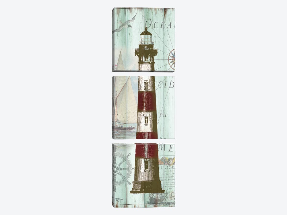 Antique La Mer Lighthouse Panel II by Tre Sorelle Studios 3-piece Canvas Print