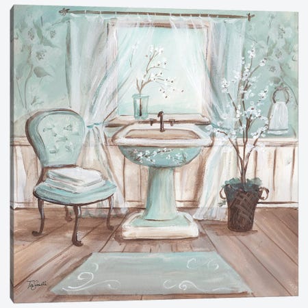 Aqua Blossom Bath I Canvas Print #TSS201} by Tre Sorelle Studios Canvas Art Print