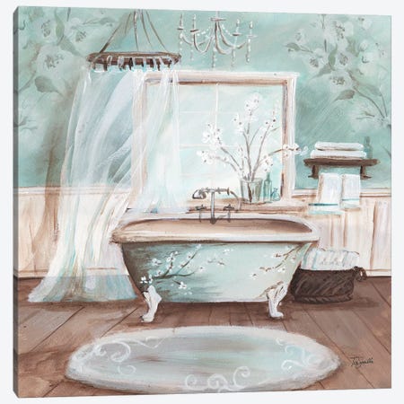 Aqua Blossom Bath II Canvas Print #TSS202} by Tre Sorelle Studios Art Print