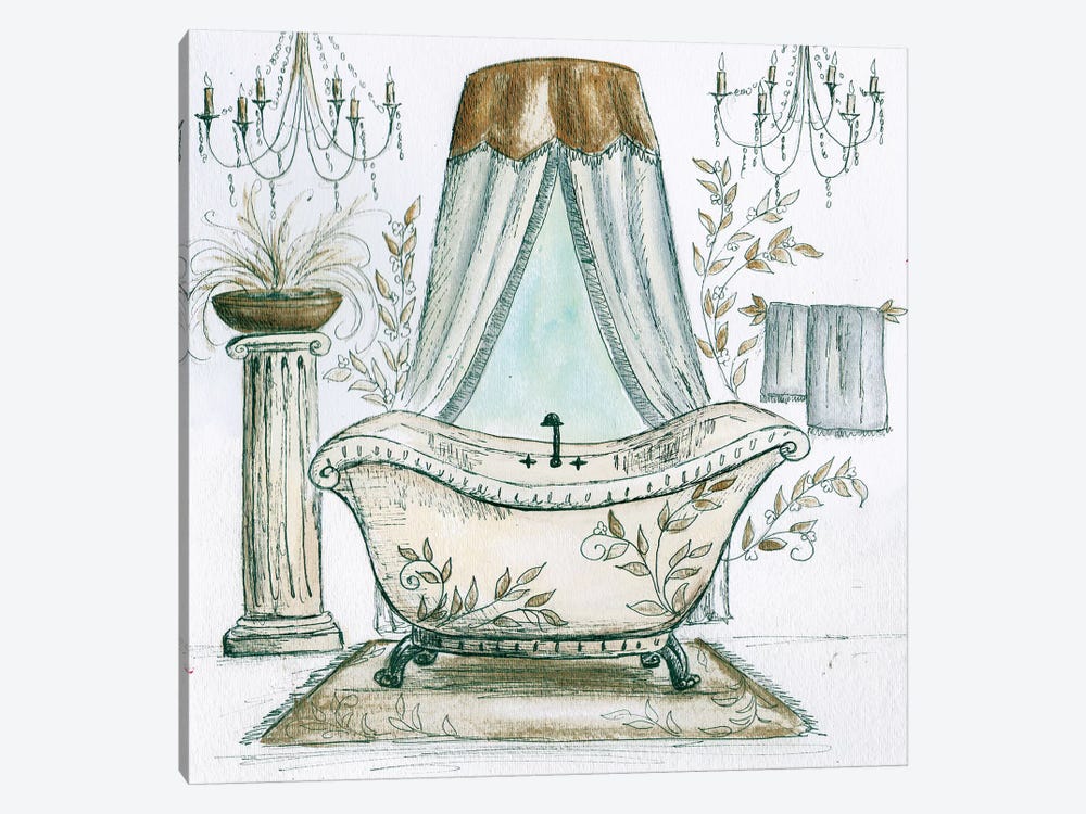 French Bath Sketch I by Tre Sorelle Studios 1-piece Canvas Print