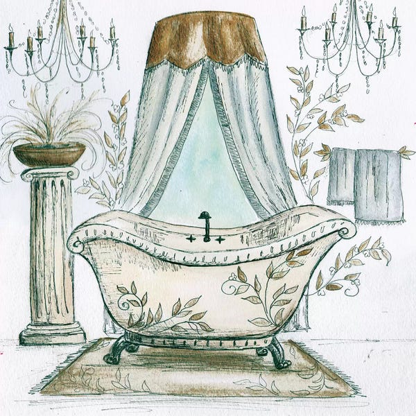 French Country Décor: French Bath Sketch I by Tre Sorelle Studios