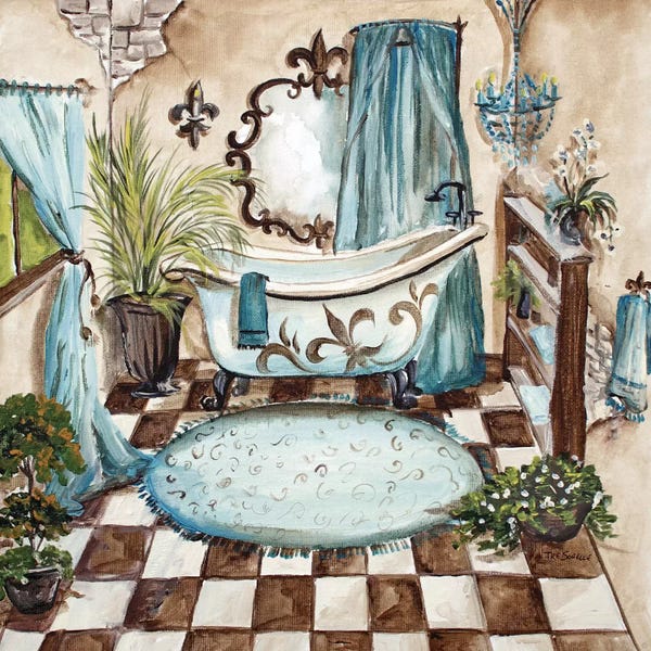 Interiors: Le Bain Azul I (tub) by Tre Sorelle Studios