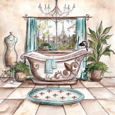 Paris Bath I by Tre Sorelle Studios framed wall art