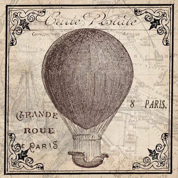 Hot Air Balloons: Paris Transport I by Tre Sorelle Studios