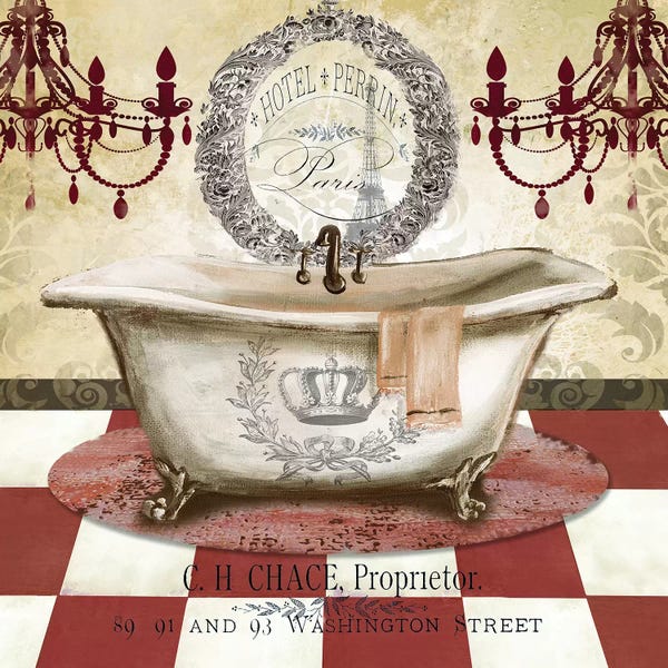 Chandeliers: Red French Bath I by Tre Sorelle Studios