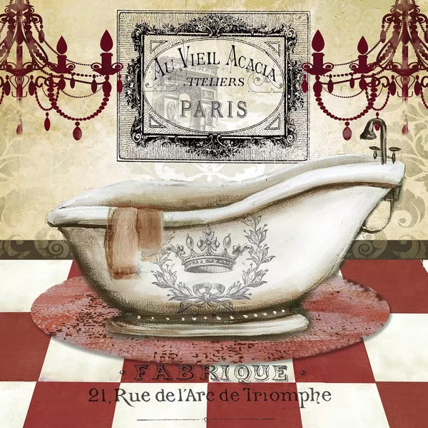 Chandeliers: Red French Bath II by Tre Sorelle Studios