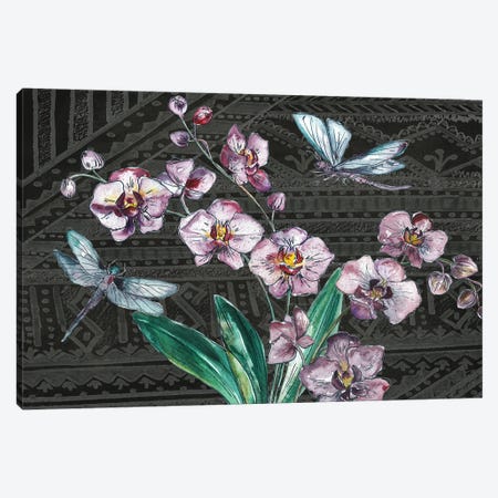 Boho Orchid landscape black Canvas Print #TSS247} by Tre Sorelle Studios Canvas Wall Art