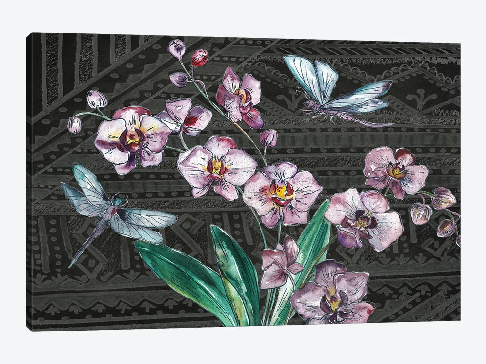 Boho Orchid landscape black by Tre Sorelle Studios 1-piece Art Print