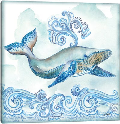 Boho Shells II-Whale Canvas Art Print - Tre Sorelle Studios