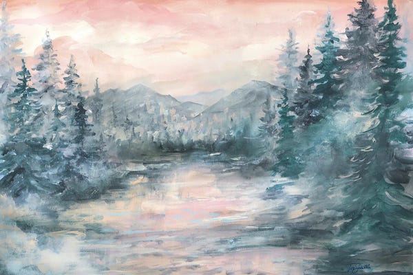 Pine Trees: Morning Mist at Pine Lake by Tre Sorelle Studios