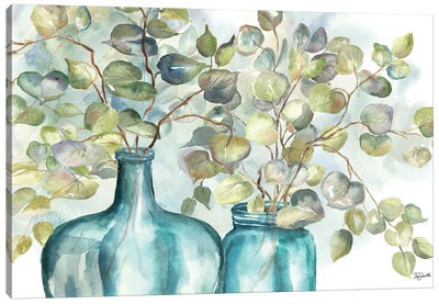 Eucalyptus In Mason Jar I Canvas Art Print