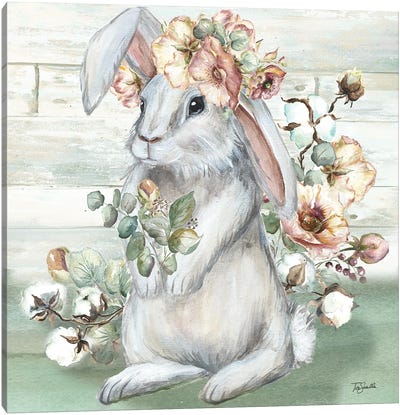 Farmhouse Bunny II Canvas Art Print - Tre Sorelle Studios