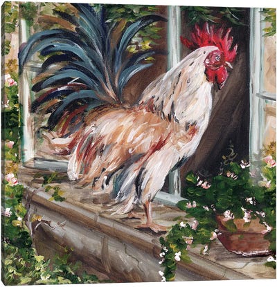 French Country Rooster Canvas Art Print - Tre Sorelle Studios