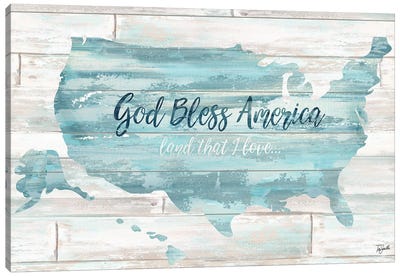 God Bless America USA Map Canvas Art Print - USA Maps