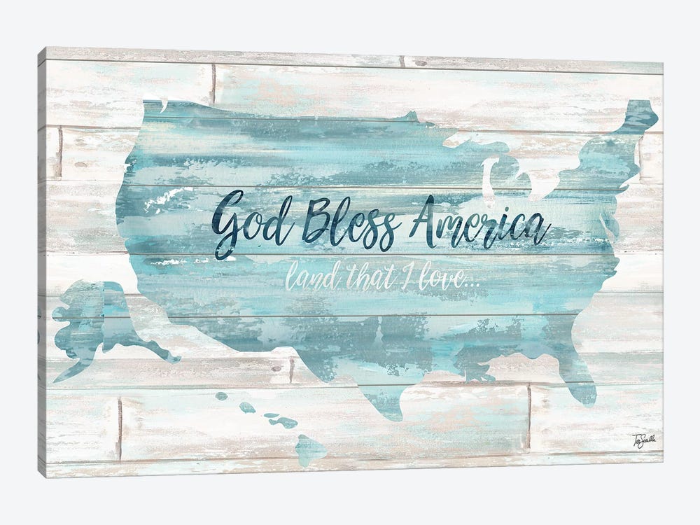 God Bless America USA Map by Tre Sorelle Studios 1-piece Canvas Artwork