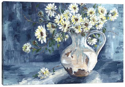 Sunshine & Daisies Landscape Canvas Art Print - Botanical Still Life