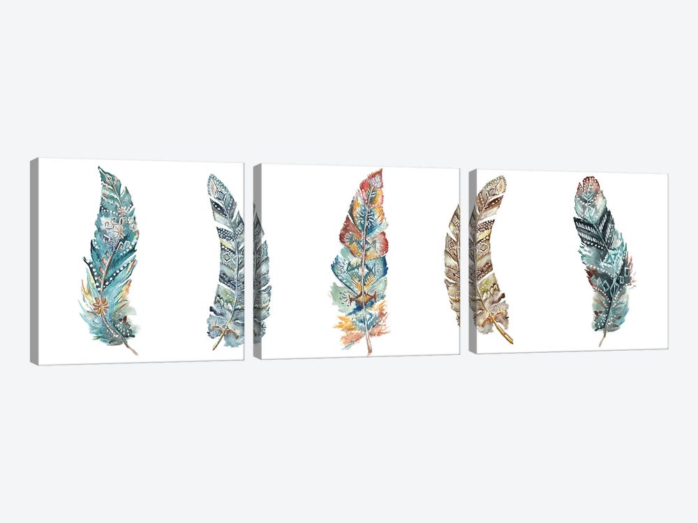 Tribal Feathers Panel by Tre Sorelle Studios 3-piece Art Print