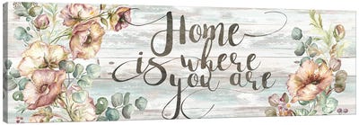 Blush Poppies & Eucalyptus Home Sign Canvas Art Print - Motivational Typography