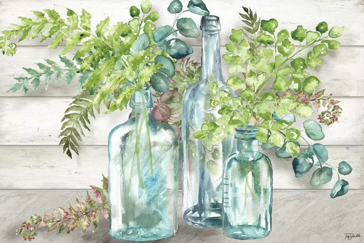 Vintage Bottles & Ferns Landscape