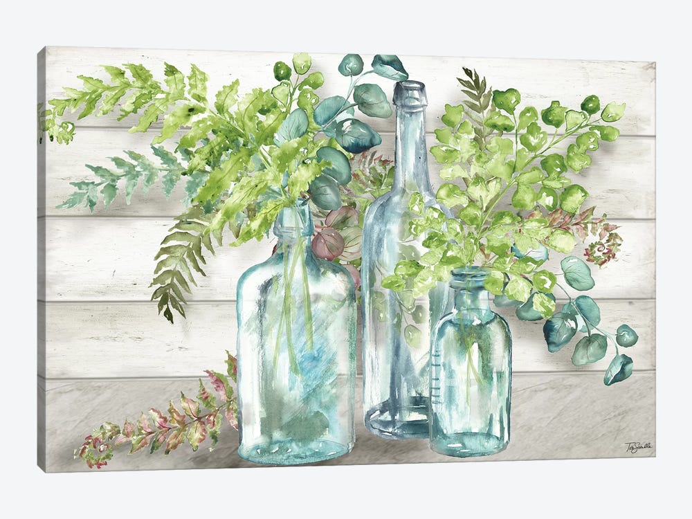 Vintage Bottles & Ferns Landscape by Tre Sorelle Studios 1-piece Canvas Wall Art
