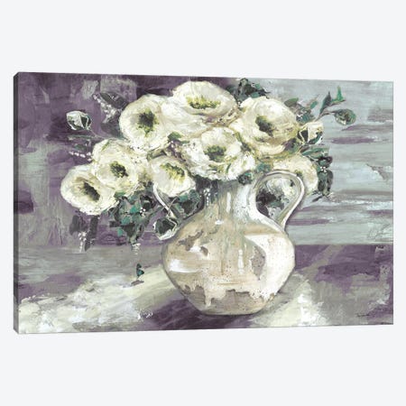 White Flowers In Pottery Pitcher Canvas Print #TSS86} by Tre Sorelle Studios Canvas Artwork