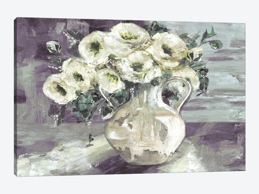 White Flowers In Pottery Pitcher by Tre Sorelle Studios 1-piece Canvas Print