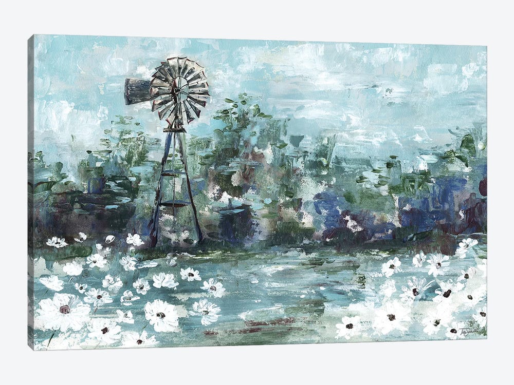 Windmill & Daisies Landscape by Tre Sorelle Studios 1-piece Art Print