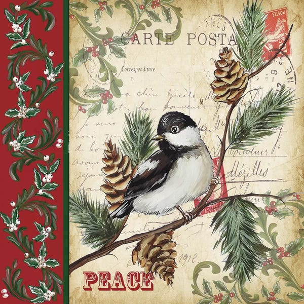 Christmas Signs & Sentiments: Christmas Bird Postcard I by Tre Sorelle Studios