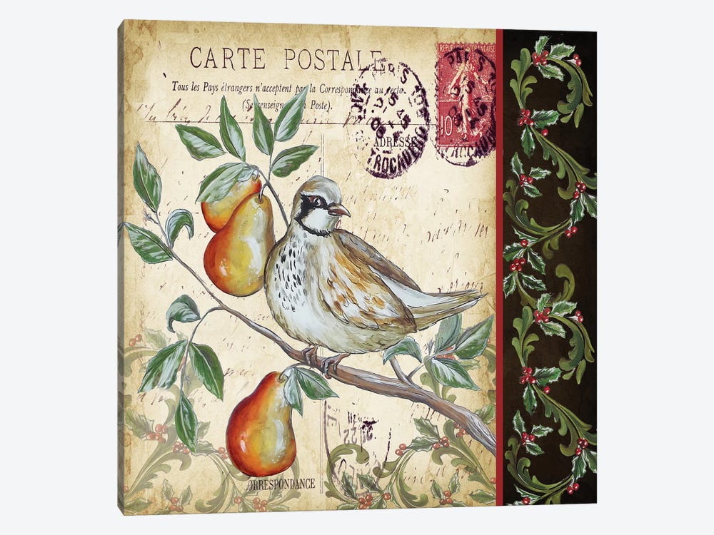 Christmas Bird Postcard IV by Tre Sorelle Studios 1-piece Canvas Artwork