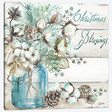 Christmas Blessings Mason Jar Canvas Print #TSS97} by Tre Sorelle Studios Art Print