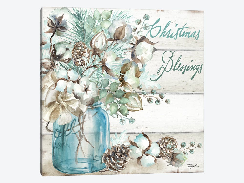 Christmas Blessings Mason Jar by Tre Sorelle Studios 1-piece Canvas Art Print