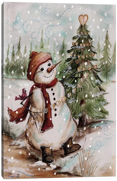 Country Snowman I Canvas Art Print - Holiday Décor