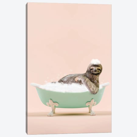 Sloth In A Bathtub Canvas Print #TTP105} by Tiny Treasure Prints Canvas Print