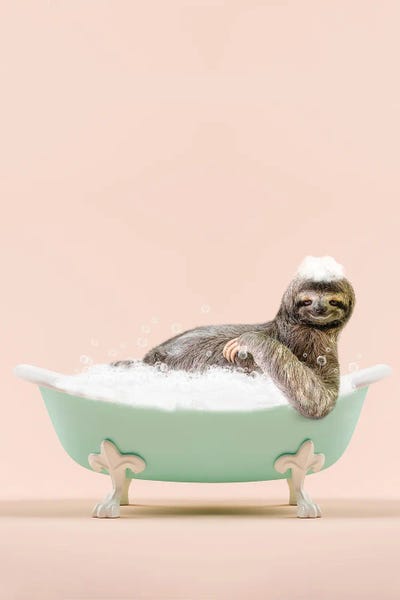 Sloths: Sloth In A Bathtub by Tiny Treasure Prints