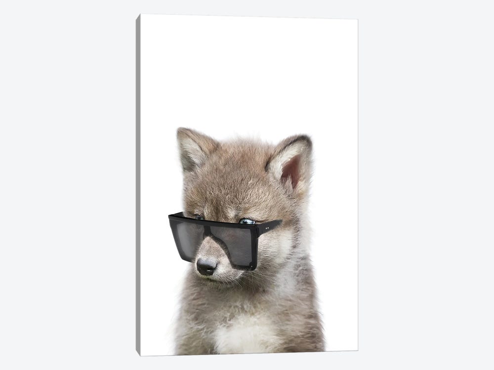 Wolf Cub With Sunglasses by Tiny Treasure Prints 1-piece Canvas Art