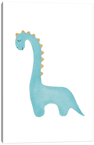 Blue Dinosaur Canvas Art Print - Kids Dinosaur Art