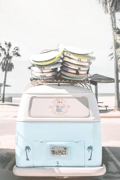 Kids Sports Art: Blue Retro Van by Tiny Treasure Prints