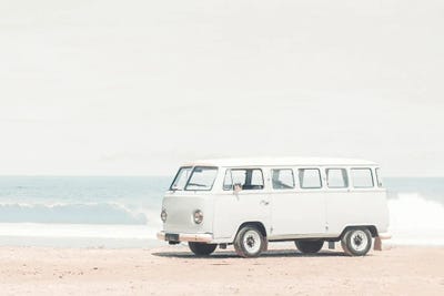 Blue Van At A Beach by Tiny Treasure Prints canvas print