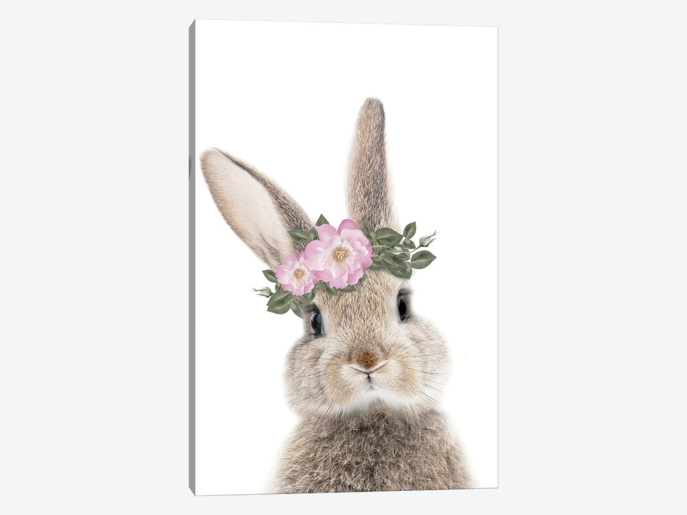 Rabbit With A Flower Crown by Tiny Treasure Prints 1-piece Canvas Wall Art