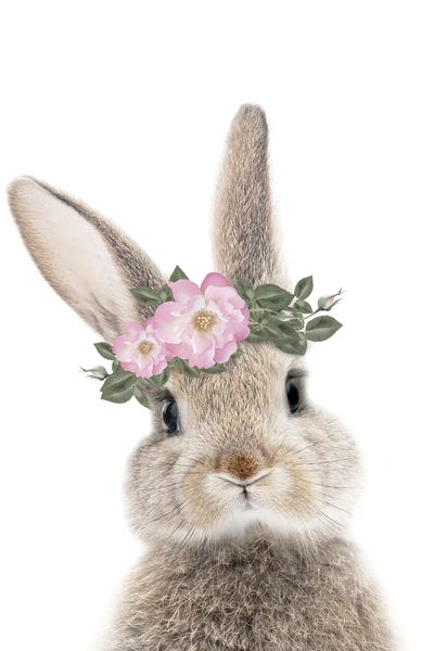 Kids Animal Art: Rabbit With A Flower Crown by Tiny Treasure Prints