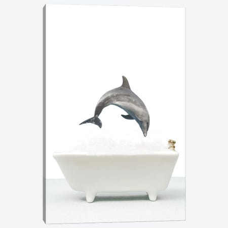 Dolphin In A Bathtub Canvas Print #TTP125} by Tiny Treasure Prints Canvas Art Print