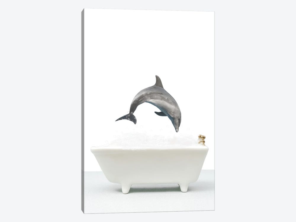 Dolphin In A Bathtub by Tiny Treasure Prints 1-piece Canvas Art Print
