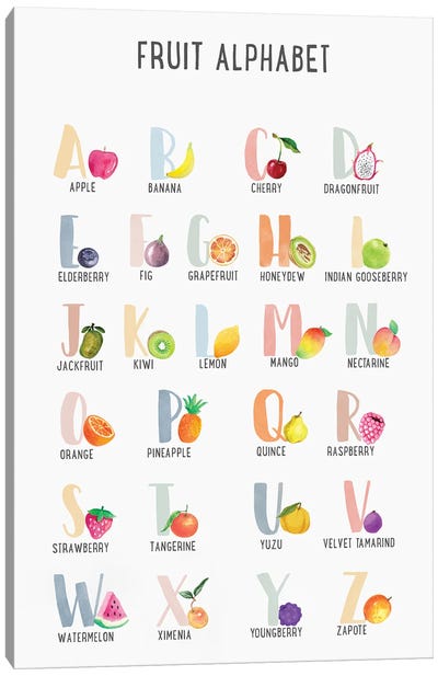 Fruit Alphabet Canvas Art Print - Full Alphabet Art