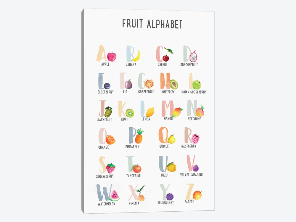 Fruit Alphabet by Tiny Treasure Prints 1-piece Canvas Art Print