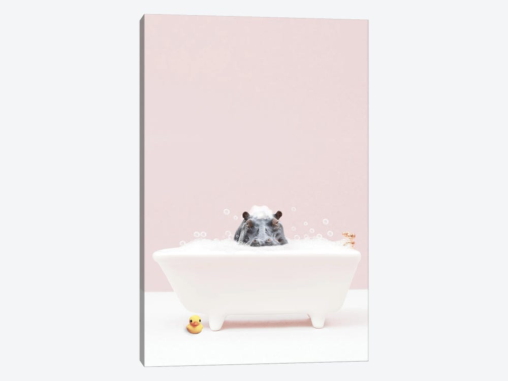 Hippo In A Bathtub II by Tiny Treasure Prints 1-piece Canvas Art Print
