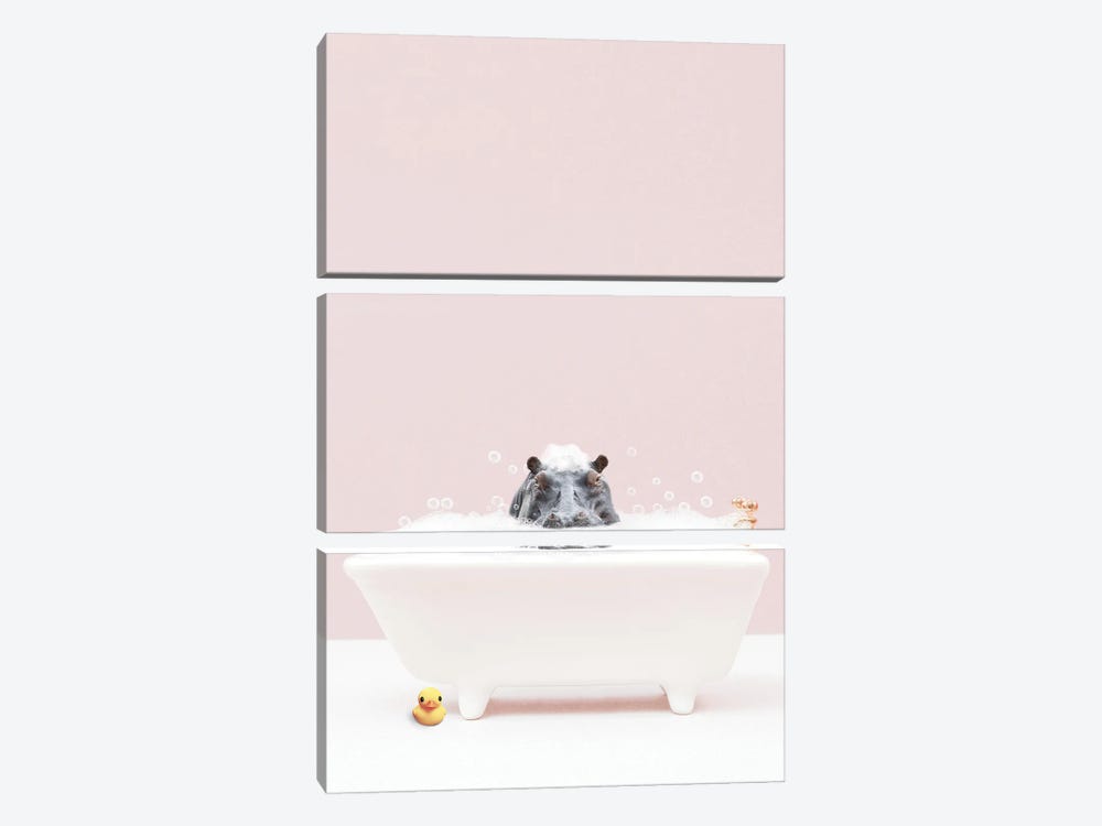 Hippo In A Bathtub II by Tiny Treasure Prints 3-piece Art Print
